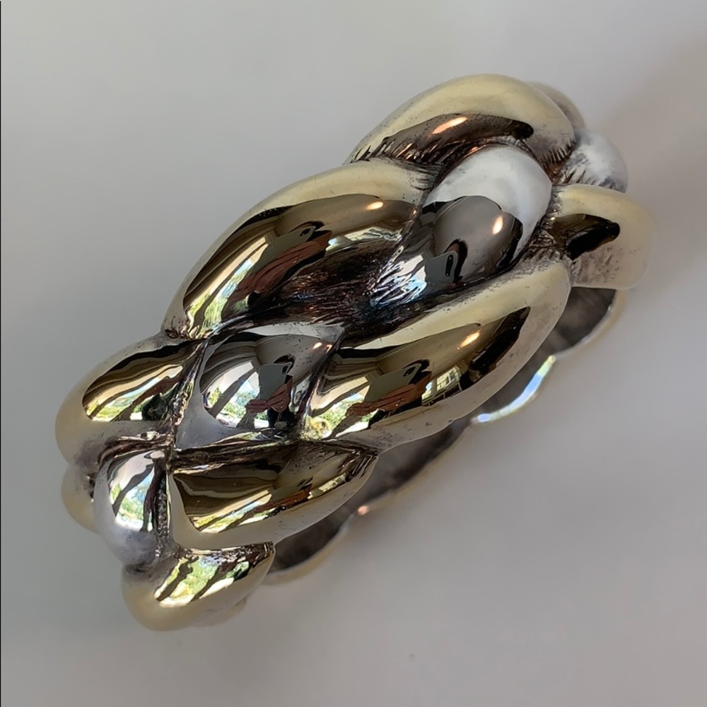 925 silver plated braided bangle bracelet